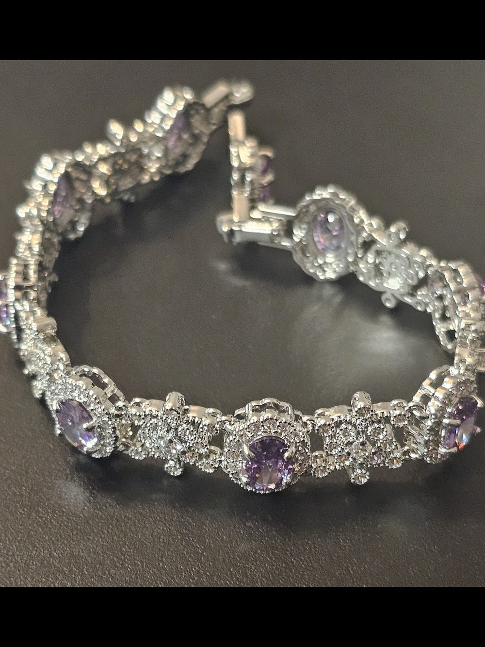Amethyst Halo Ornate Bracelet